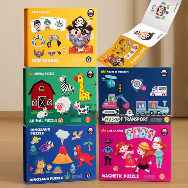 5-in-1 children's magnetic puzzle books/boxes