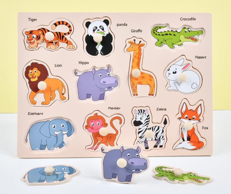 Wooden button Animal puzzel